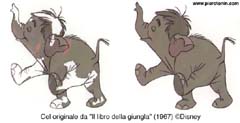 a sinistra: l'elefenatino, come era prima del restauro e come risulta dopo, a destra