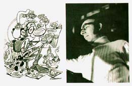a sinistra: autocaricatura di Perogatt - a destra: foto di Carlo Peroni anni '70...